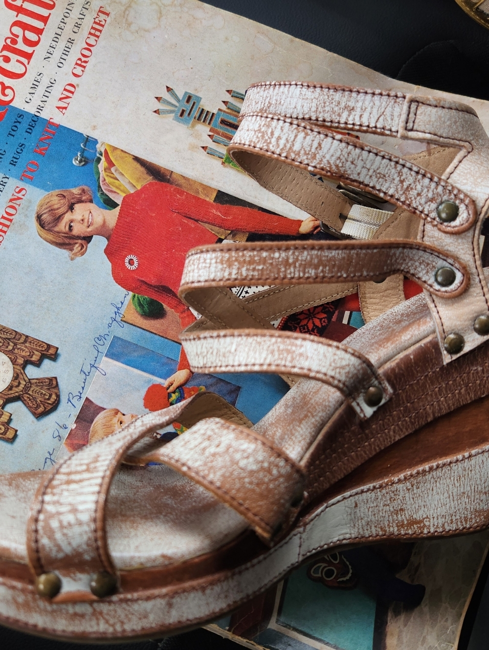 Bed/stu Metallic Rose Gold Wedge Sandals Size 9 - 9.5